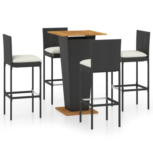 Garden bar set black rattan - set,