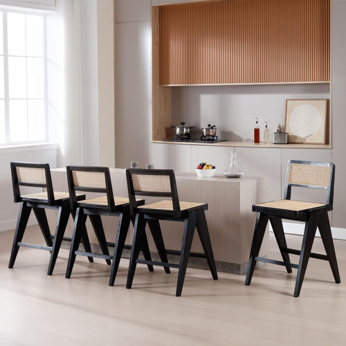 Rattan bar stools set - rattan,