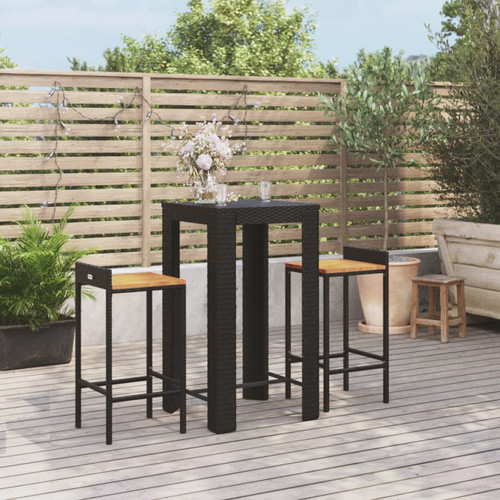 Bar set 3pc black rattan - bar, pe