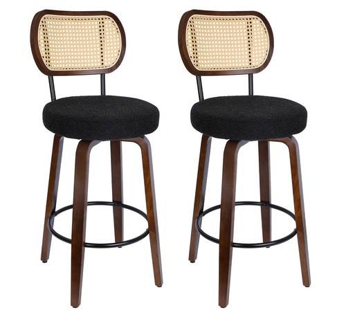 Rattan swivel bar stools set - rattan,