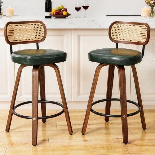 Natural rattan bar stools set - rattan,