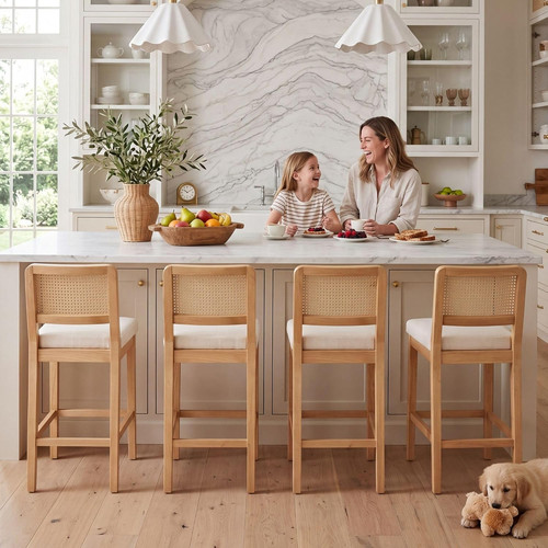 Rattan counter bar stools - rattan, set