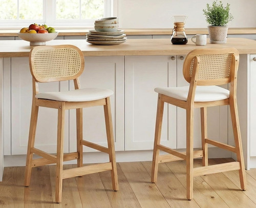 Rattan counter stools set - rattan,