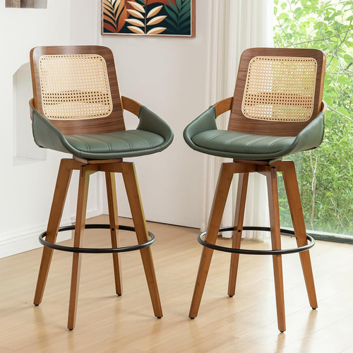 Rattan swivel bar stools - stools,, mid