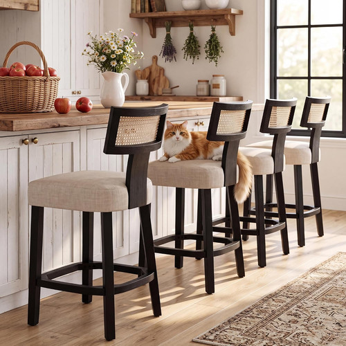 Farmhouse rattan bar stools - bar,